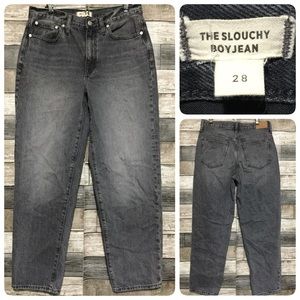 Madewell Slouchy Boyjean Women’s 28 (Inseam 28) Gray 100% Cotton Denim